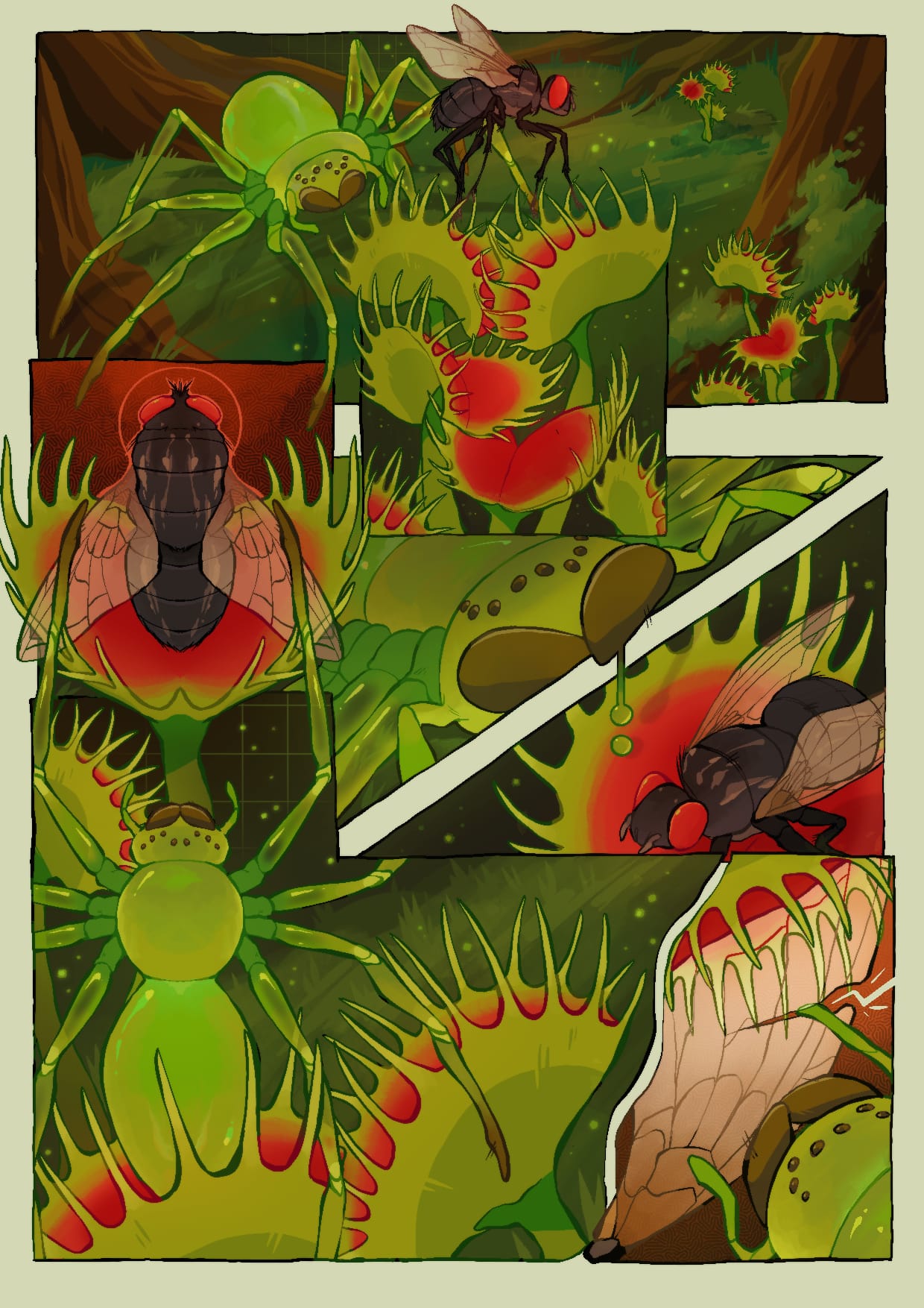 digital drawing of a fly eating plant 