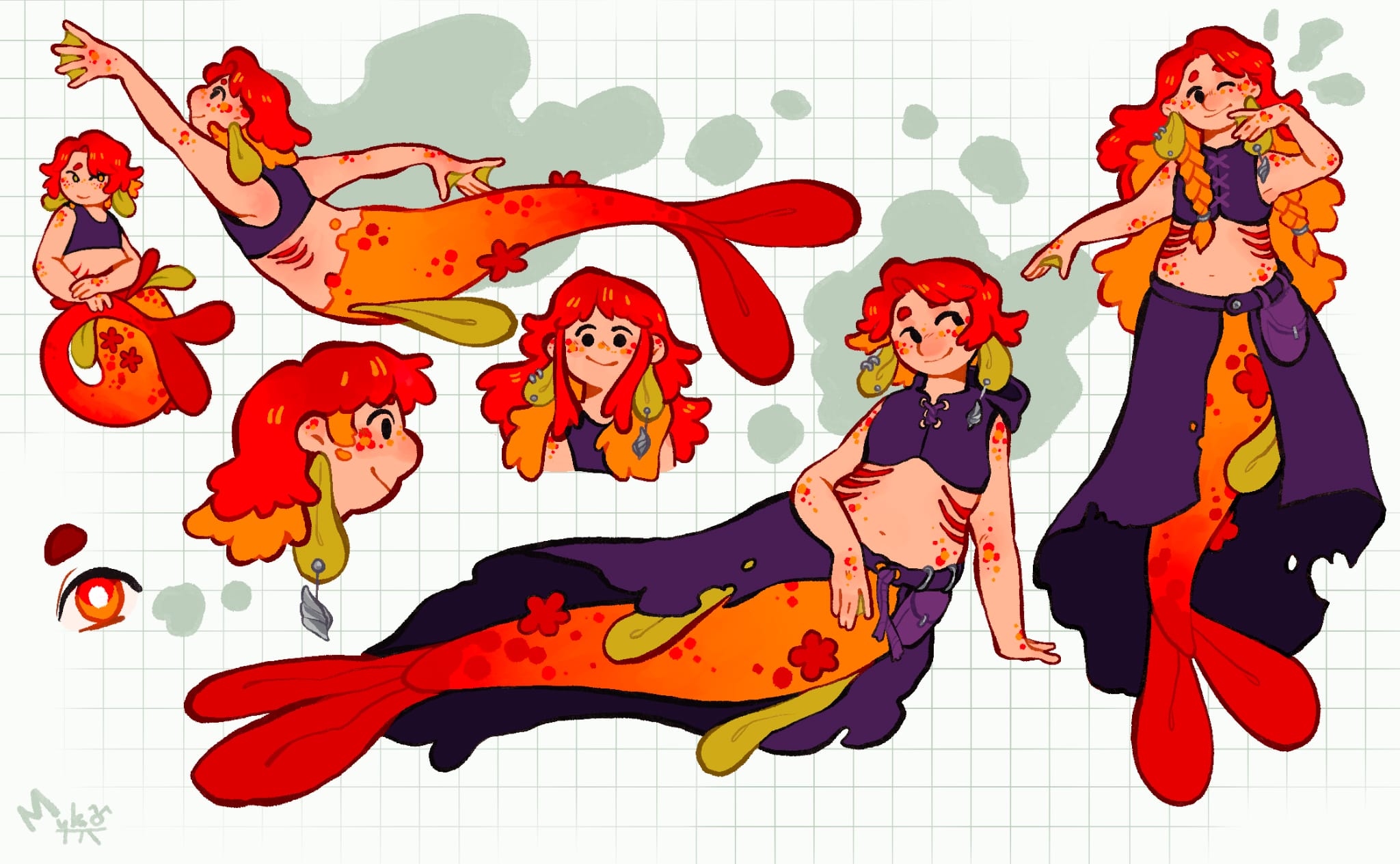 digital drawing of a mermaid character  