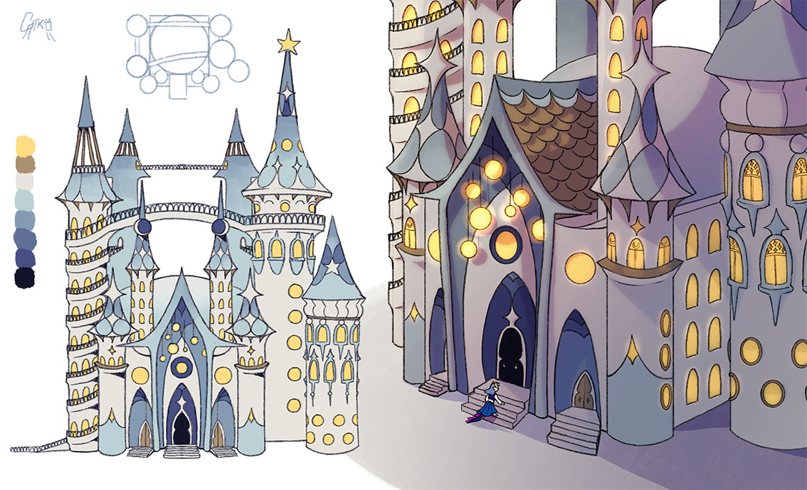 digital drawing of a castle 