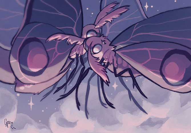 digital drawing of moths 